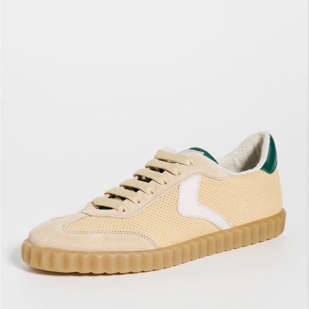 NWT VOILE BLANCHE Ines Sneaker in Ecru/Straw/Green
